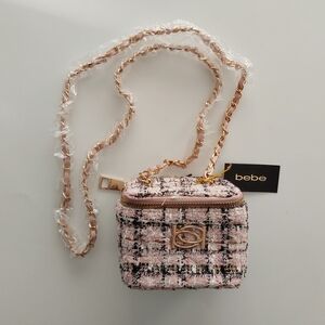 NWT Bebe Pink Tweed Crossbody Bag